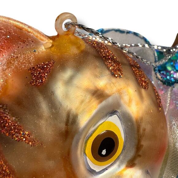 RAZ Imports Orange Tabby Cat Blown Glass Christmas Ornament Anthropomorphic 4” - Picture 4 of 16